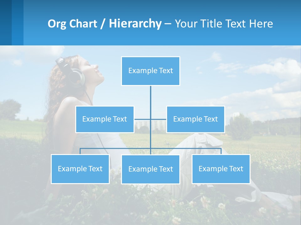 A Woman Sitting In The Grass Listening To Music PowerPoint Template