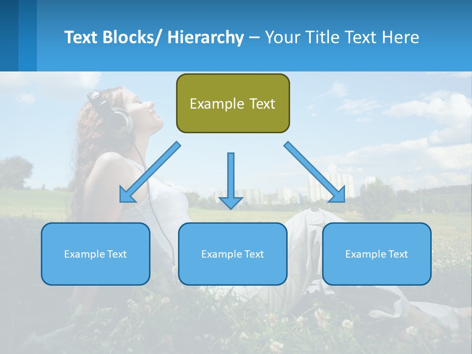 A Woman Sitting In The Grass Listening To Music PowerPoint Template