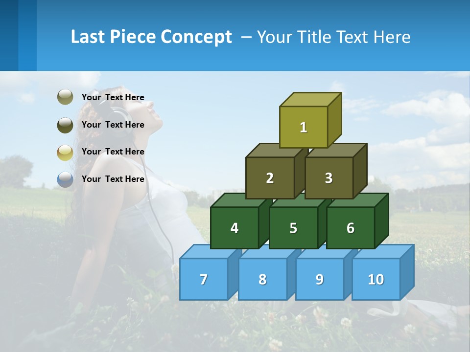 A Woman Sitting In The Grass Listening To Music PowerPoint Template