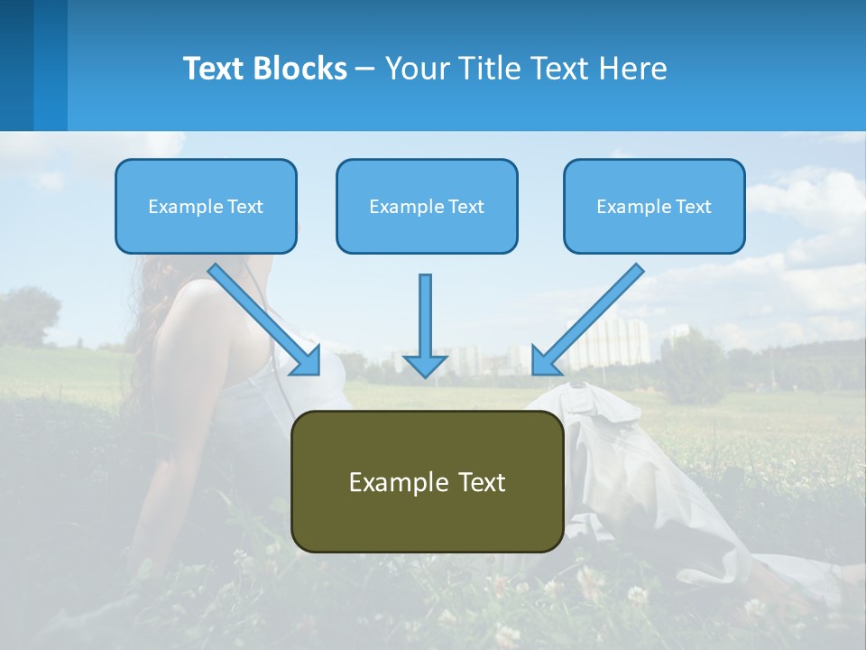 A Woman Sitting In The Grass Listening To Music PowerPoint Template