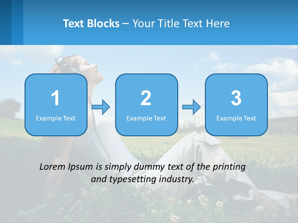 A Woman Sitting In The Grass Listening To Music PowerPoint Template
