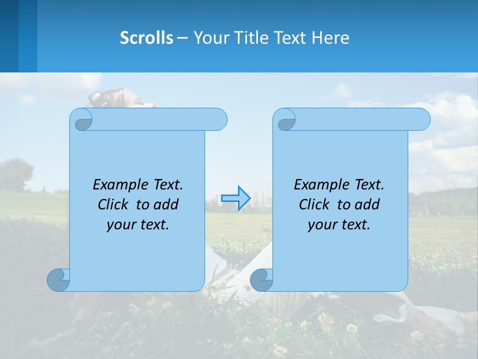 A Woman Sitting In The Grass Listening To Music PowerPoint Template