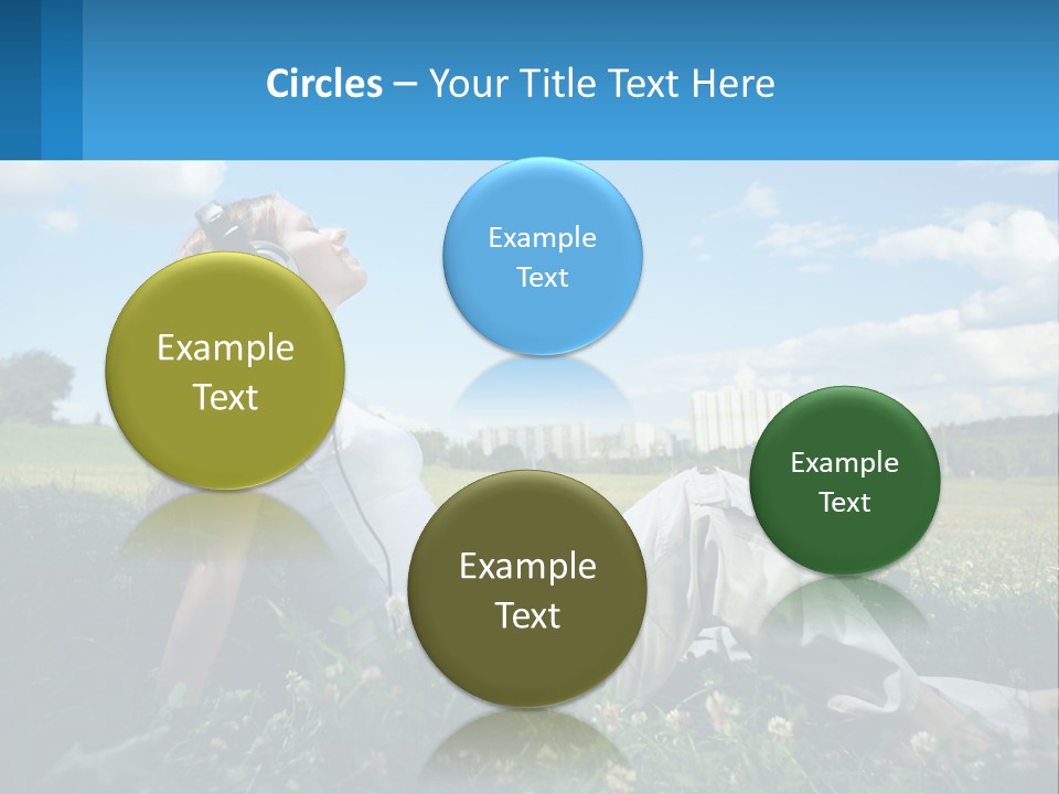 A Woman Sitting In The Grass Listening To Music PowerPoint Template