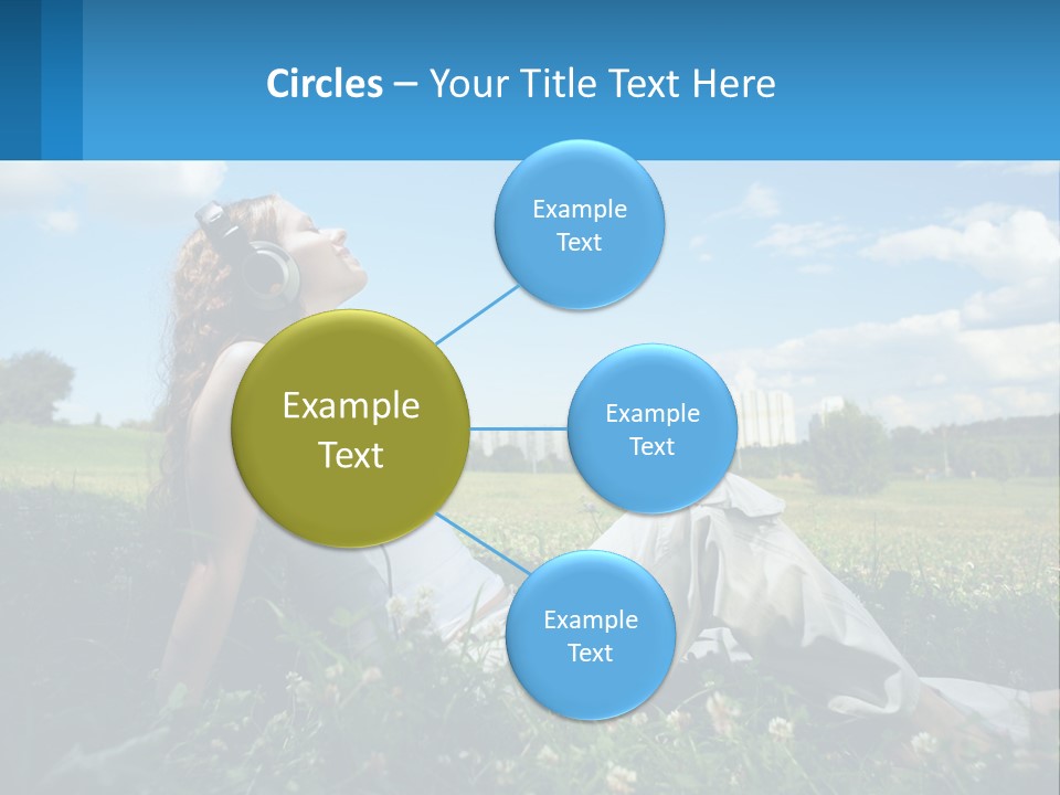 A Woman Sitting In The Grass Listening To Music PowerPoint Template