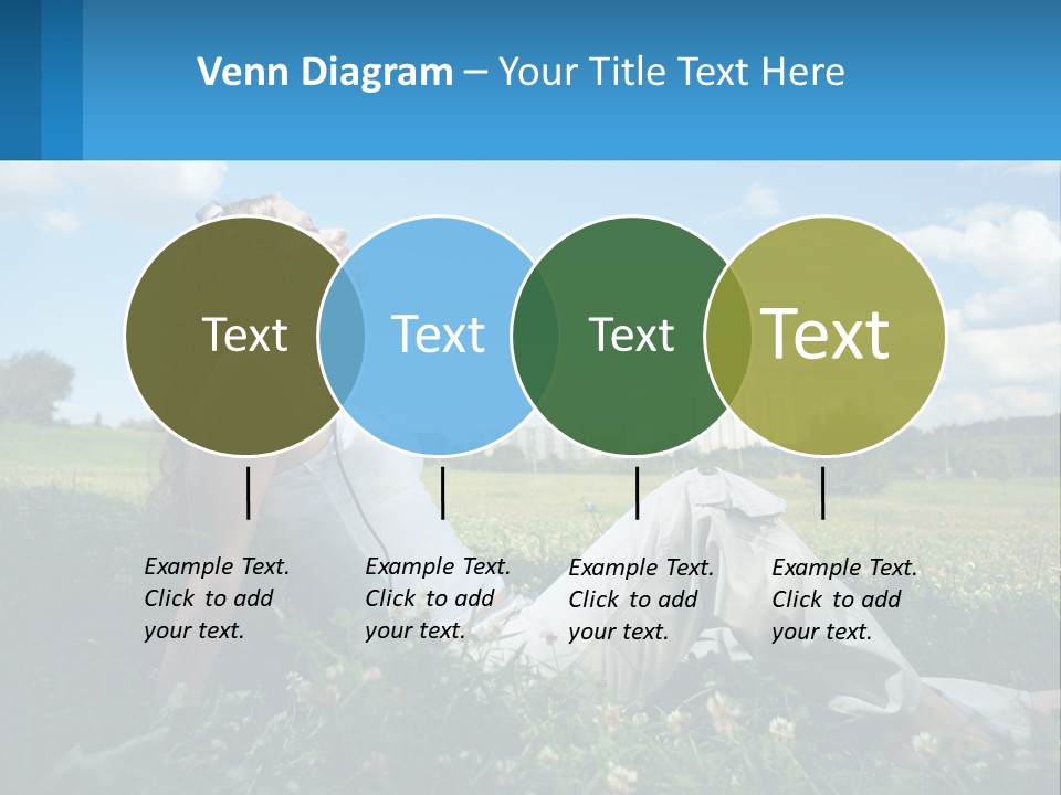 A Woman Sitting In The Grass Listening To Music PowerPoint Template