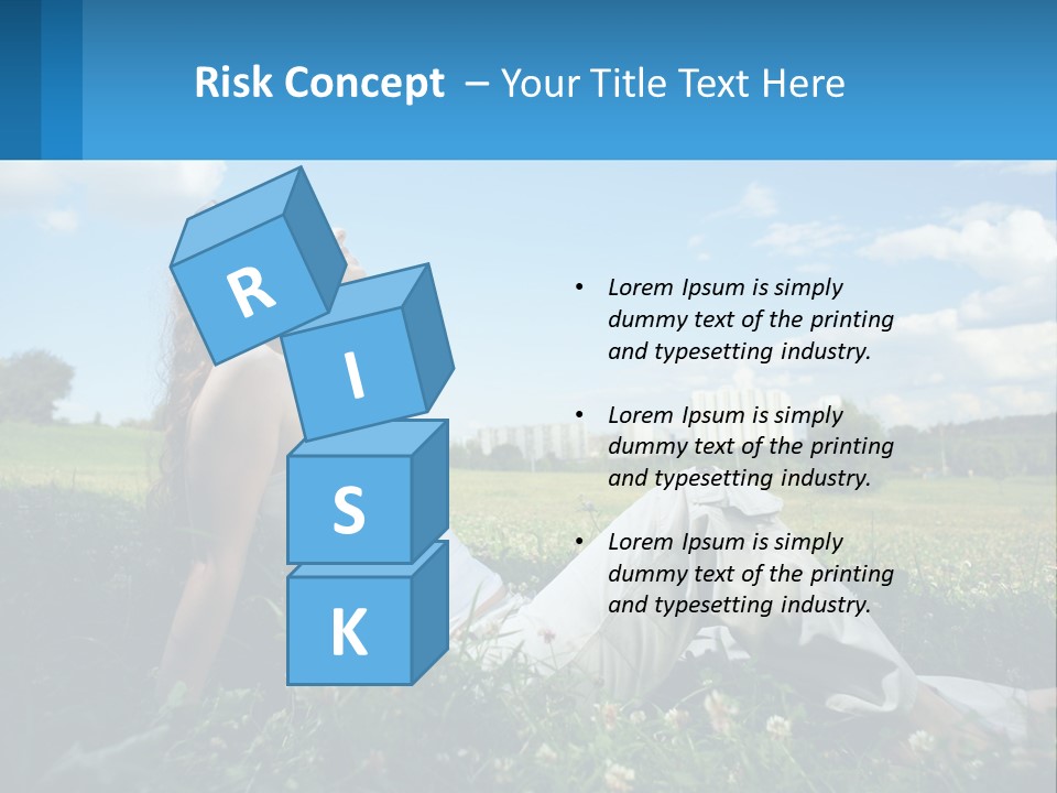 A Woman Sitting In The Grass Listening To Music PowerPoint Template