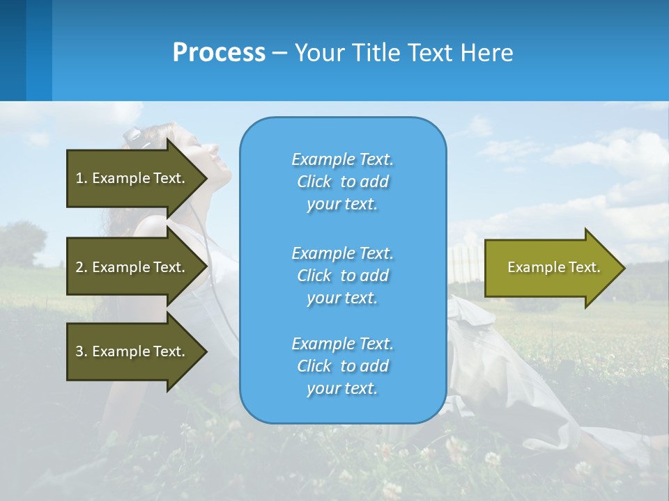 A Woman Sitting In The Grass Listening To Music PowerPoint Template