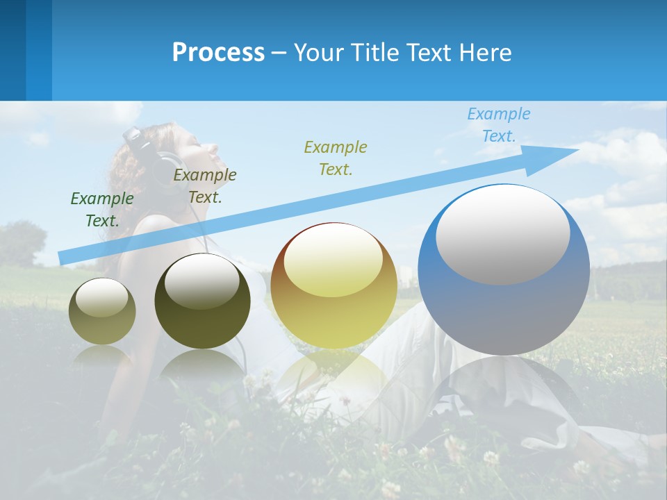 A Woman Sitting In The Grass Listening To Music PowerPoint Template