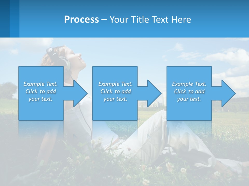 A Woman Sitting In The Grass Listening To Music PowerPoint Template