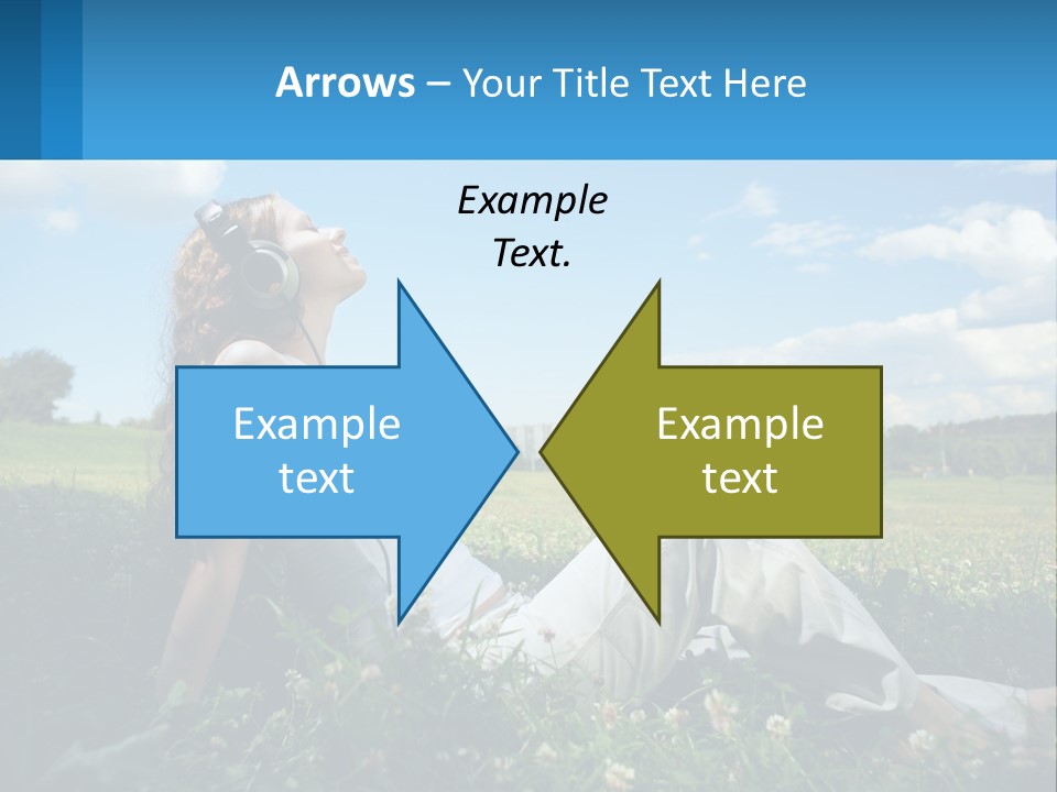 A Woman Sitting In The Grass Listening To Music PowerPoint Template