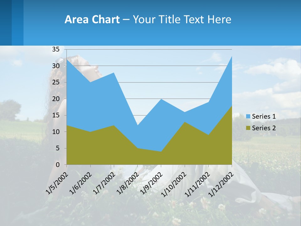 A Woman Sitting In The Grass Listening To Music PowerPoint Template