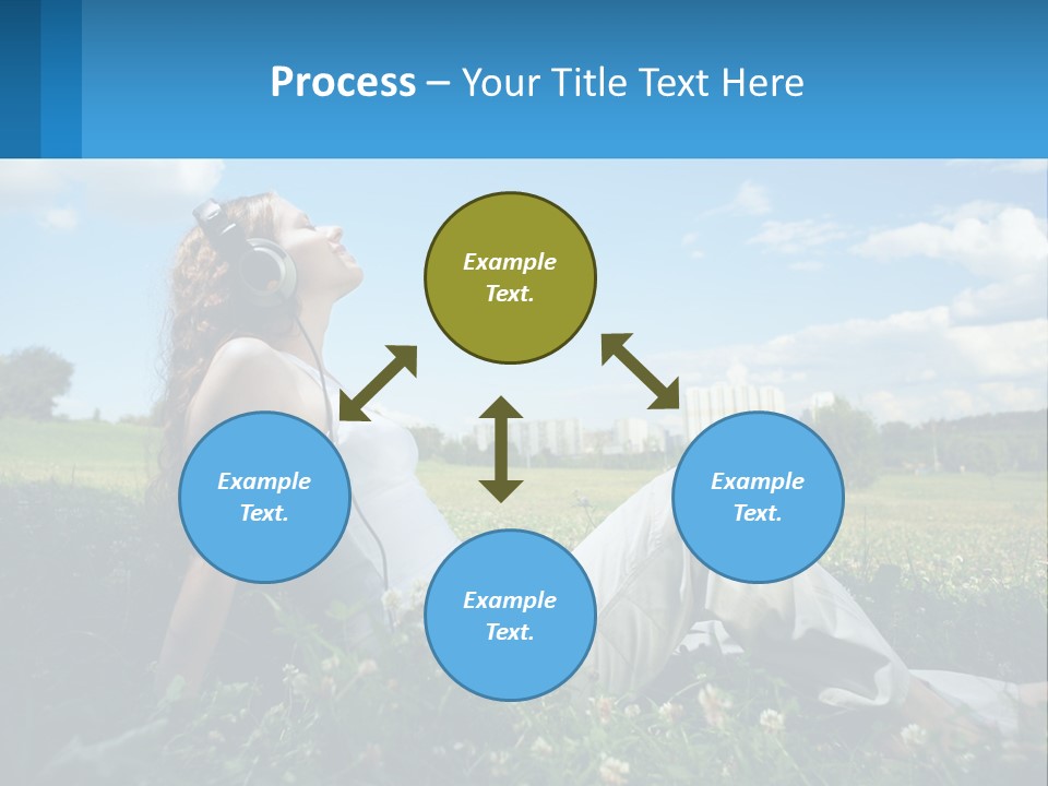 A Woman Sitting In The Grass Listening To Music PowerPoint Template