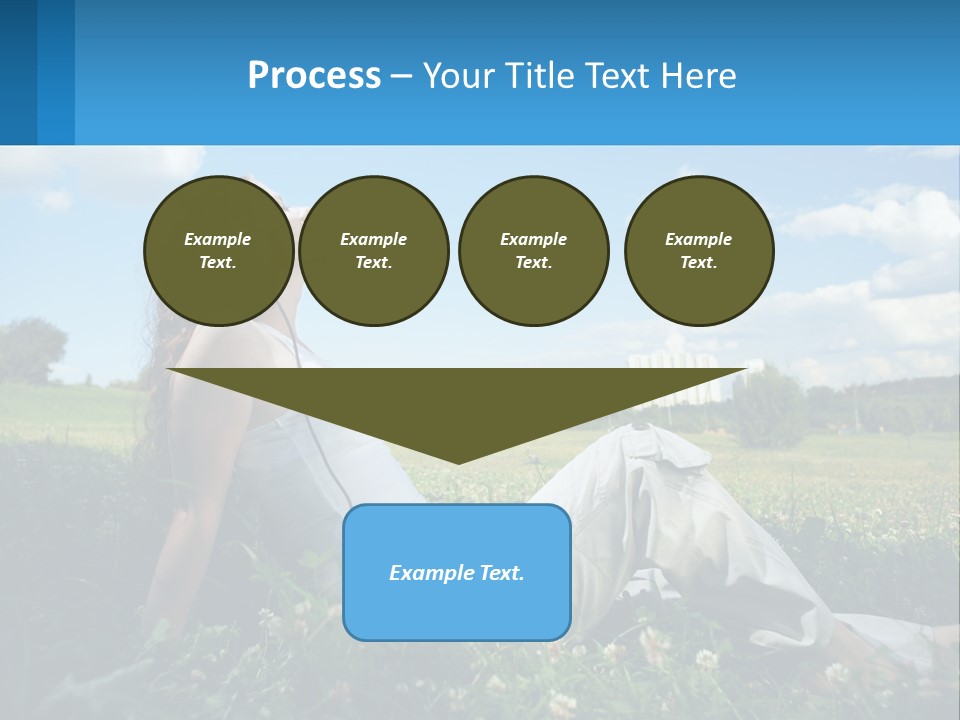 A Woman Sitting In The Grass Listening To Music PowerPoint Template