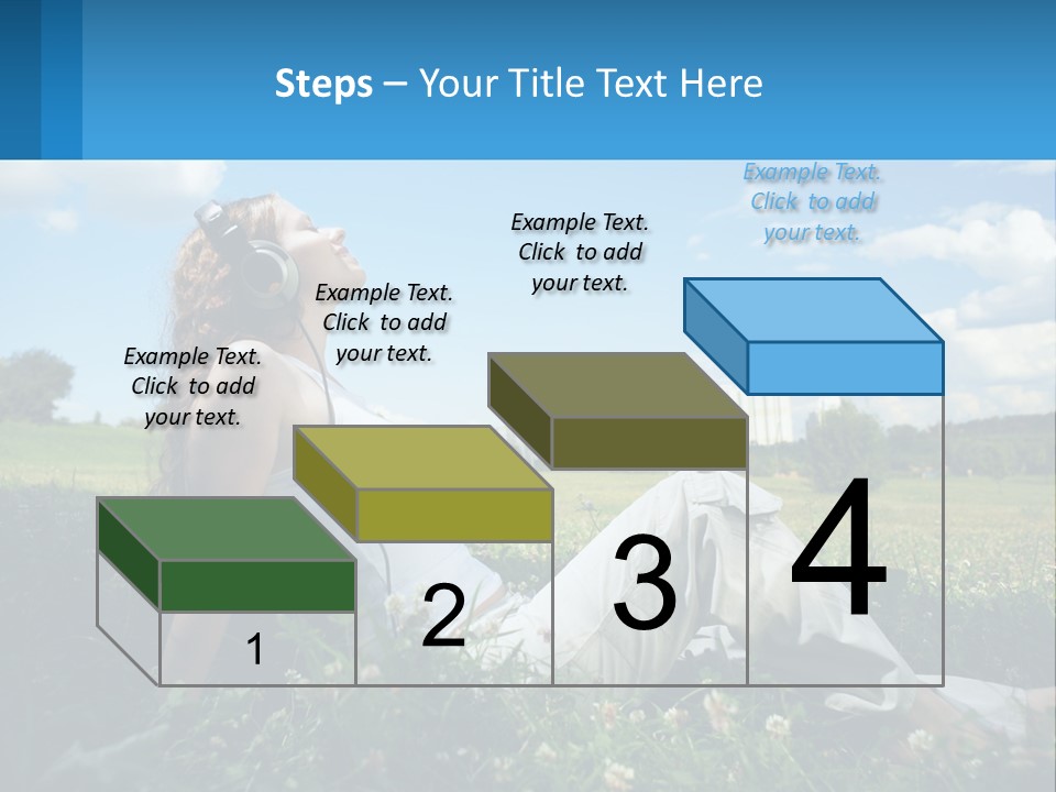 A Woman Sitting In The Grass Listening To Music PowerPoint Template