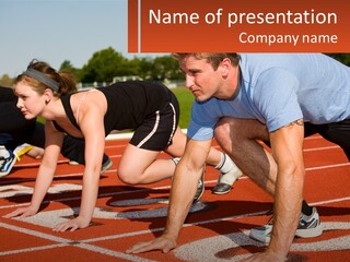 A Couple Of People That Are On A Track PowerPoint Template