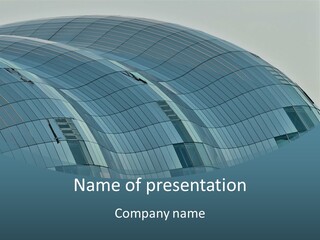 A Glass Building With A Blue Sky In The Background PowerPoint Template