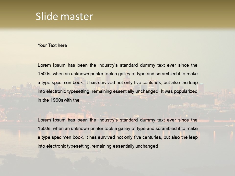 A Picture Of A City With A Lake In Front Of It PowerPoint Template