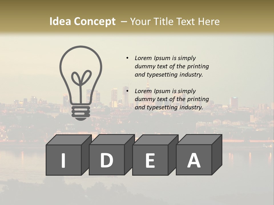 A Picture Of A City With A Lake In Front Of It PowerPoint Template