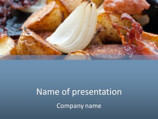 A Plate Of Food With Bananas And Bacon On It PowerPoint Template
