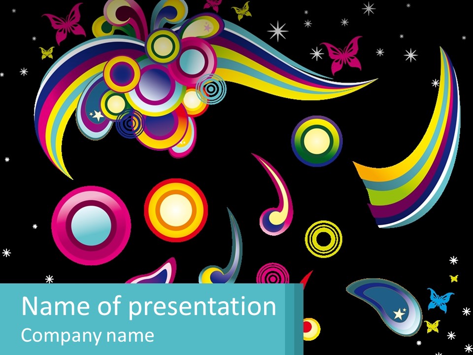A Colorful Abstract Background With Stars And Circles PowerPoint Template
