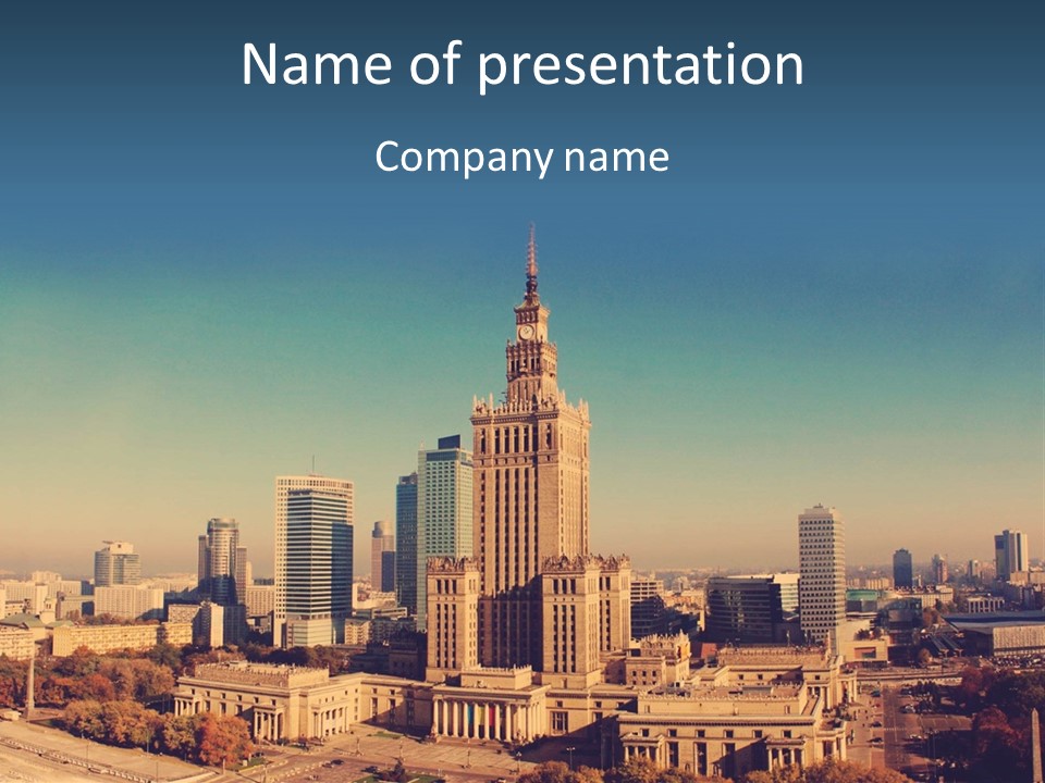 A Picture Of A City Skyline With A Blue Sky In The Background PowerPoint Template