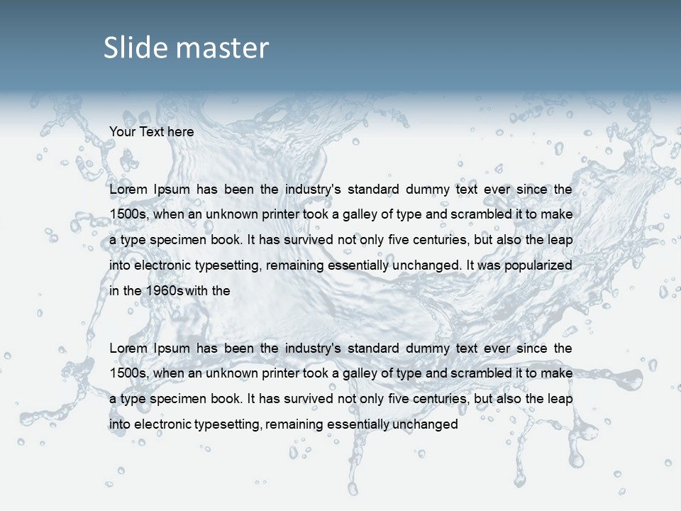 A Blue Water Splash Powerpoint Presentation PowerPoint Template