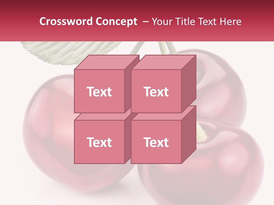 Three Cherries With A Green Leaf On A White Background PowerPoint Template