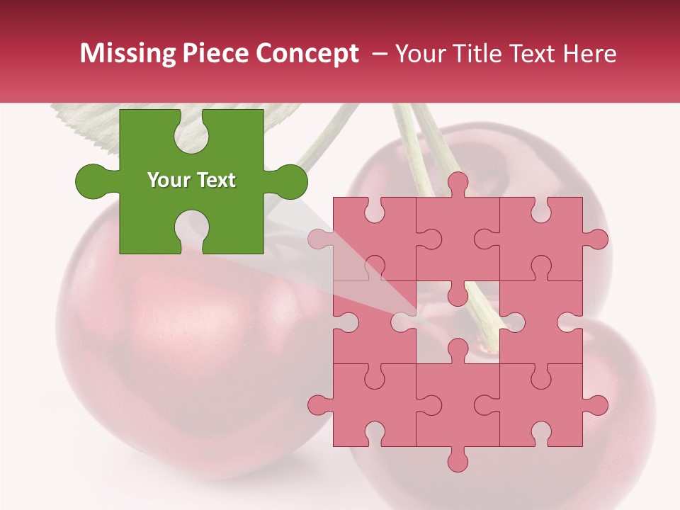 Three Cherries With A Green Leaf On A White Background PowerPoint Template