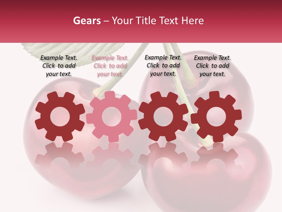 Three Cherries With A Green Leaf On A White Background PowerPoint Template