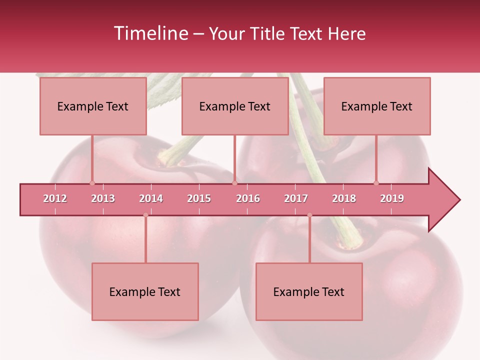 Three Cherries With A Green Leaf On A White Background PowerPoint Template
