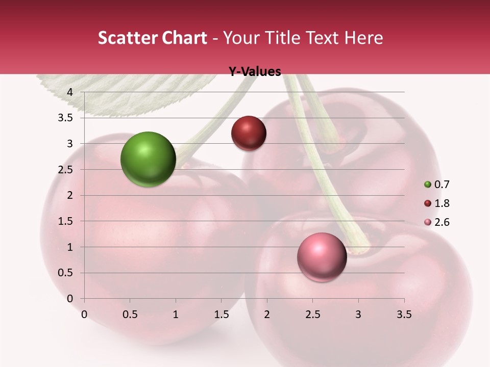 Three Cherries With A Green Leaf On A White Background PowerPoint Template