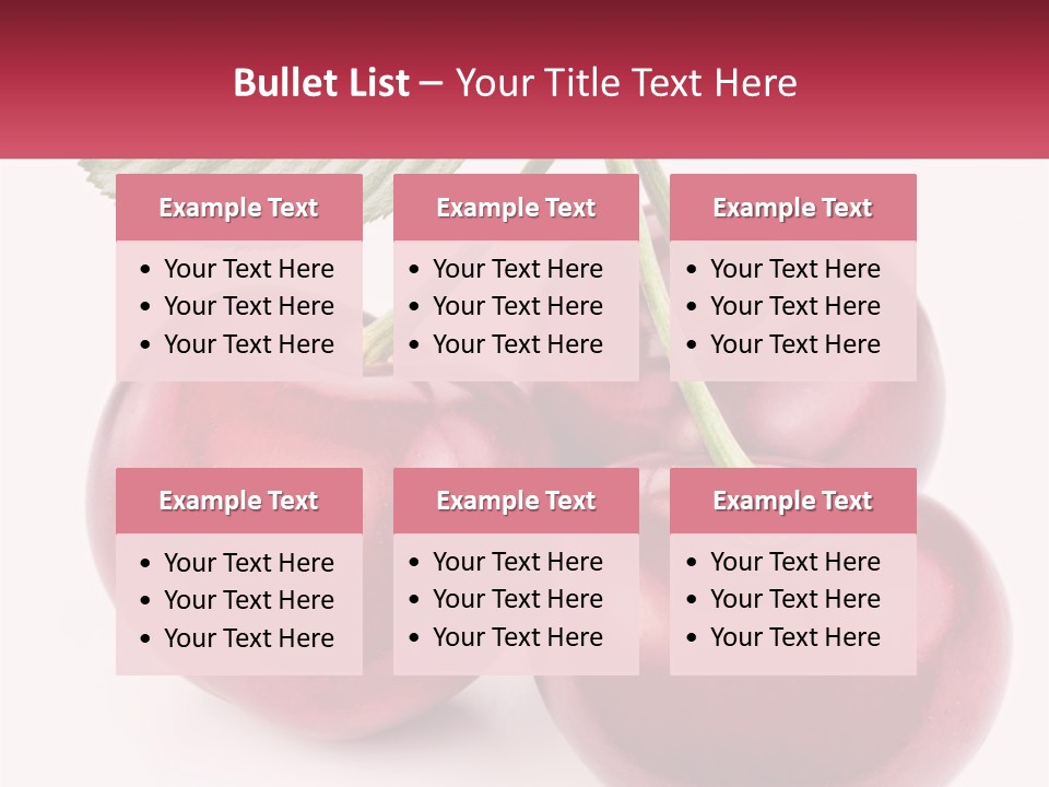 Three Cherries With A Green Leaf On A White Background PowerPoint Template