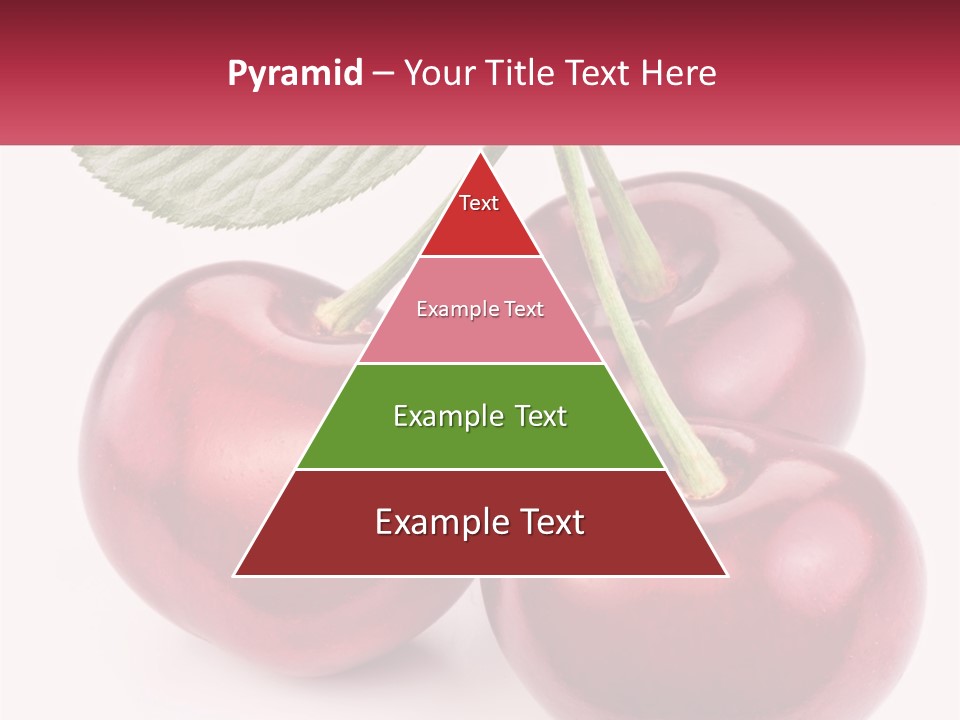 Three Cherries With A Green Leaf On A White Background PowerPoint Template