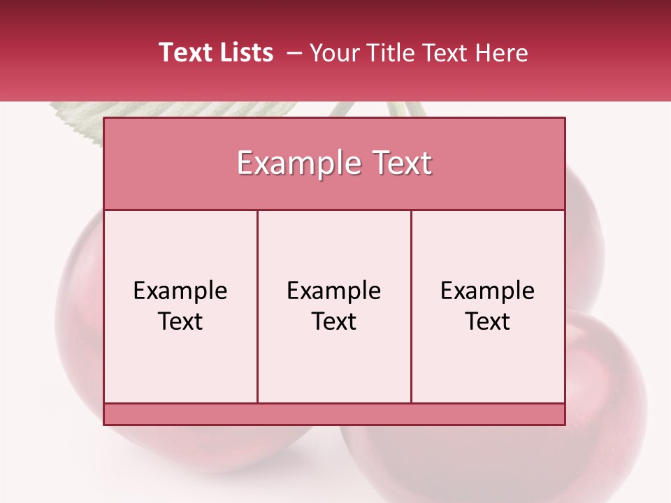 Three Cherries With A Green Leaf On A White Background PowerPoint Template