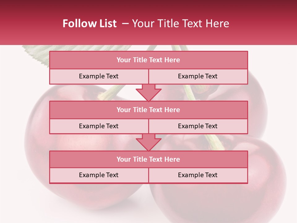 Three Cherries With A Green Leaf On A White Background PowerPoint Template