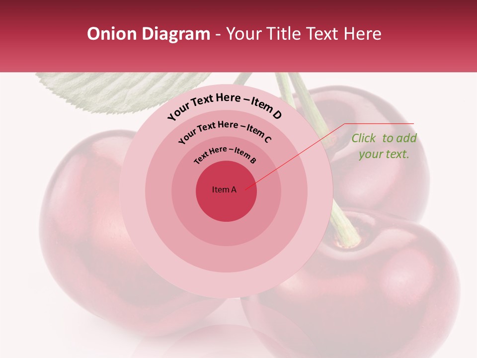 Three Cherries With A Green Leaf On A White Background PowerPoint Template