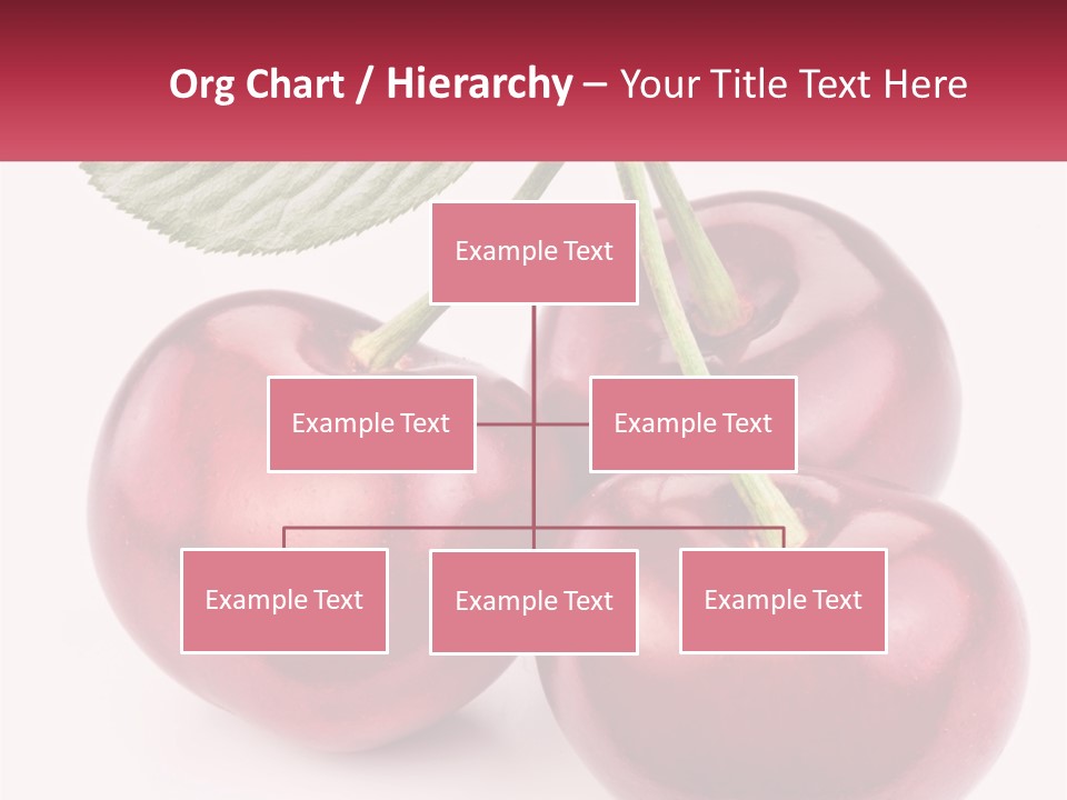 Three Cherries With A Green Leaf On A White Background PowerPoint Template