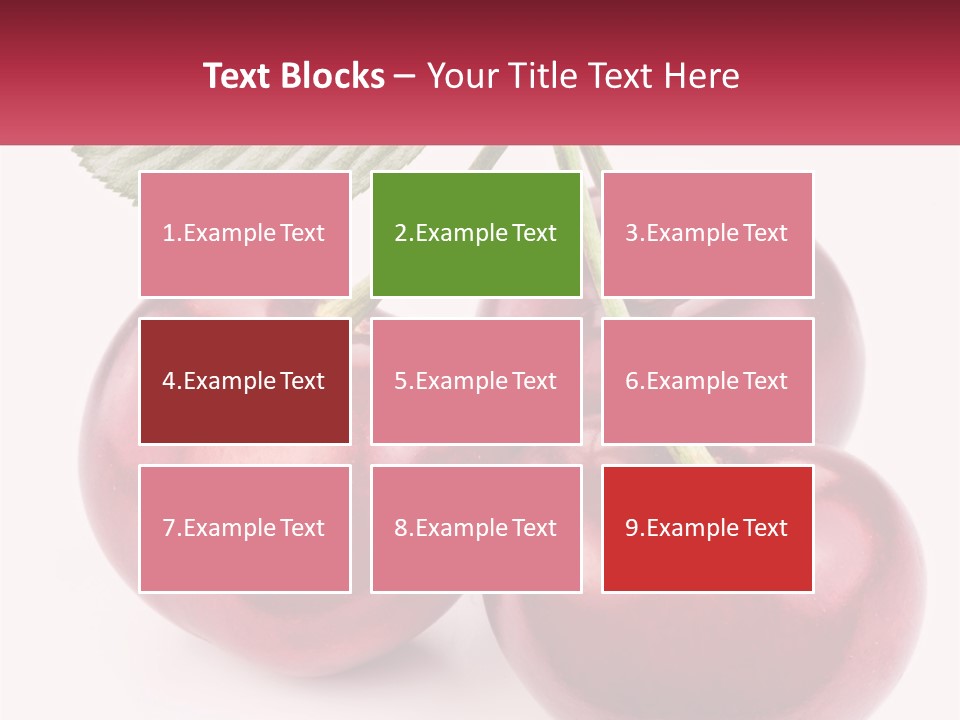 Three Cherries With A Green Leaf On A White Background PowerPoint Template