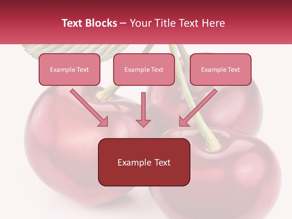 Three Cherries With A Green Leaf On A White Background PowerPoint Template