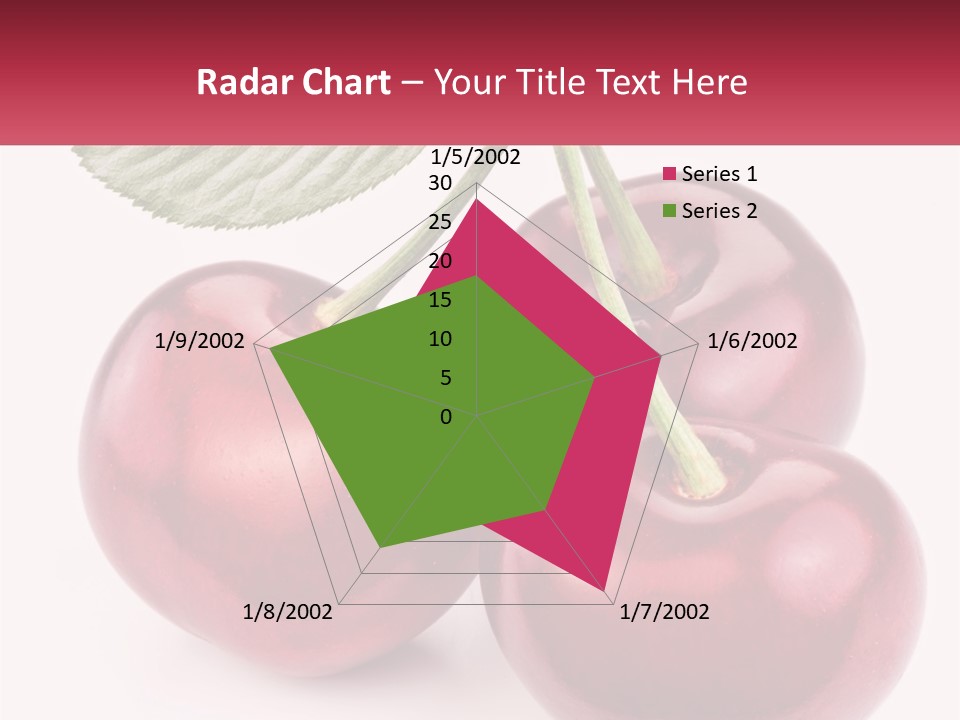 Three Cherries With A Green Leaf On A White Background PowerPoint Template