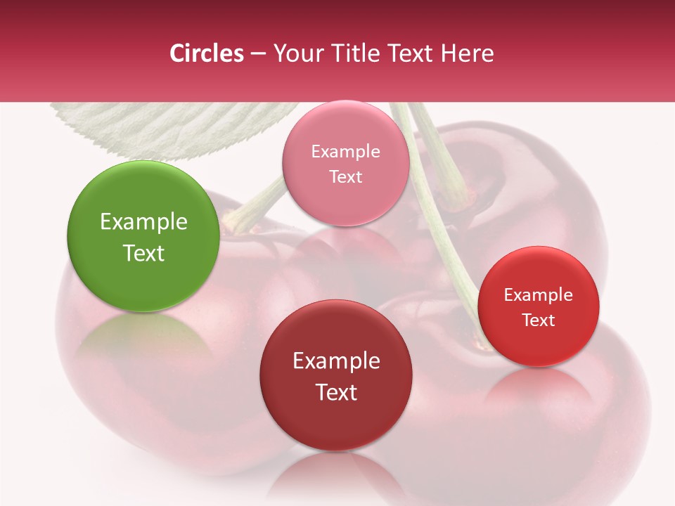 Three Cherries With A Green Leaf On A White Background PowerPoint Template