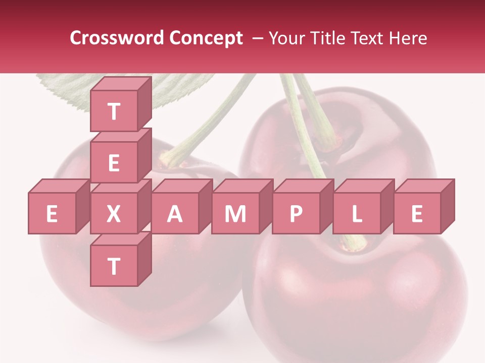 Three Cherries With A Green Leaf On A White Background PowerPoint Template