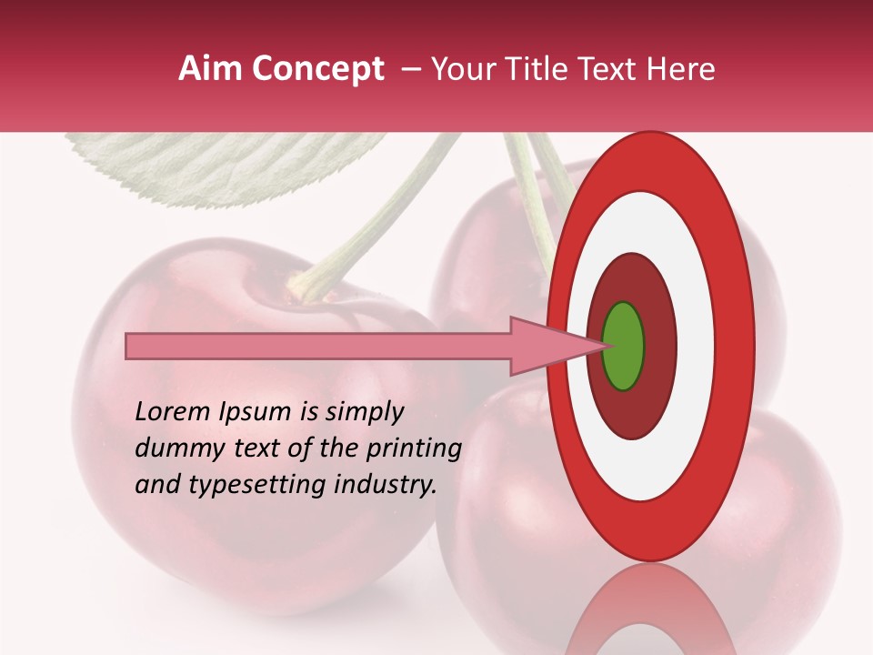 Three Cherries With A Green Leaf On A White Background PowerPoint Template