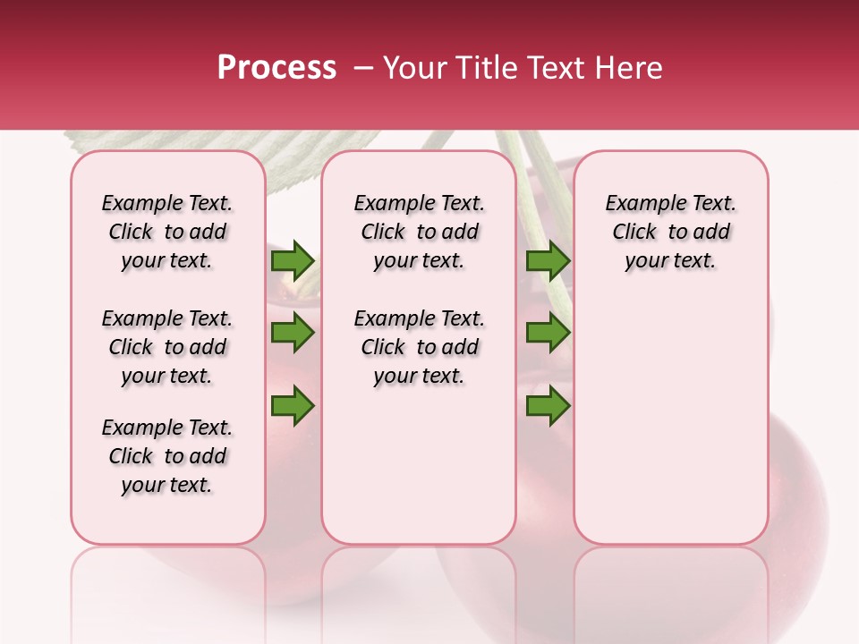 Three Cherries With A Green Leaf On A White Background PowerPoint Template
