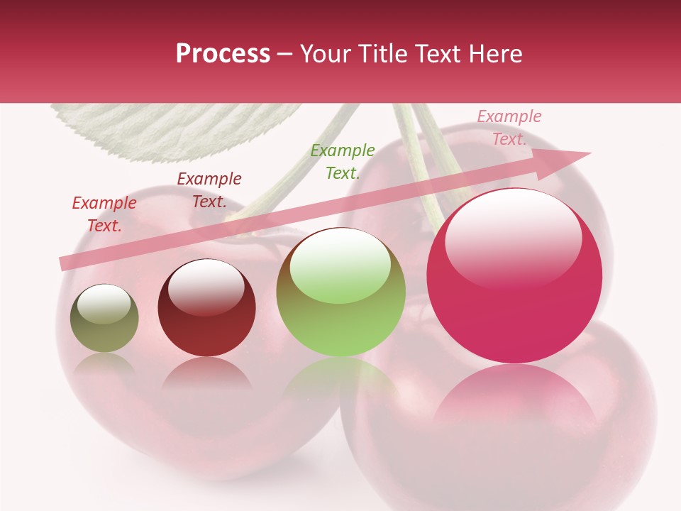 Three Cherries With A Green Leaf On A White Background PowerPoint Template