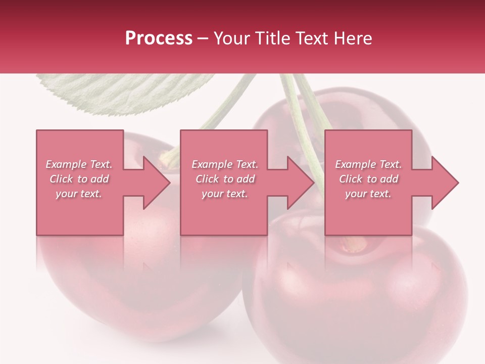 Three Cherries With A Green Leaf On A White Background PowerPoint Template