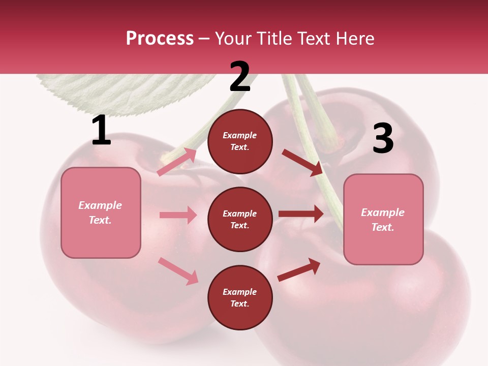 Three Cherries With A Green Leaf On A White Background PowerPoint Template