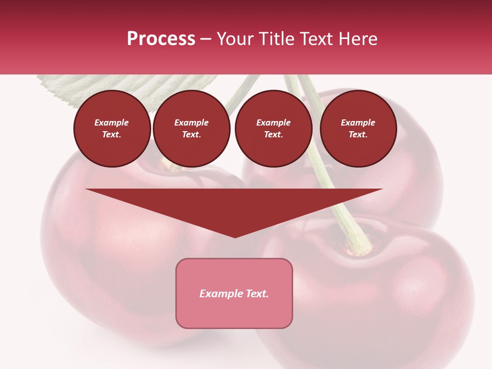 Three Cherries With A Green Leaf On A White Background PowerPoint Template
