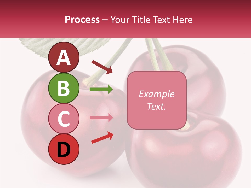 Three Cherries With A Green Leaf On A White Background PowerPoint Template