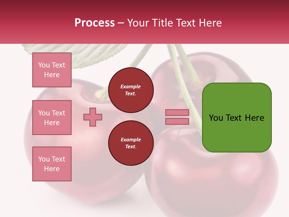 Three Cherries With A Green Leaf On A White Background PowerPoint Template